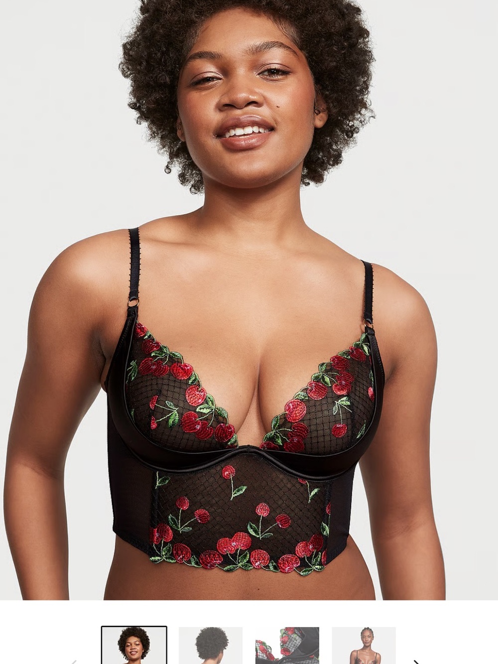 Victorias Secret Cherry Embroidery Quarter-Cup Corset Top
